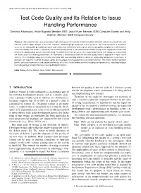 Test Code Quality and Its Relation to Issue Handling Performance