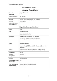GAA Oral History Project Interview Report Form