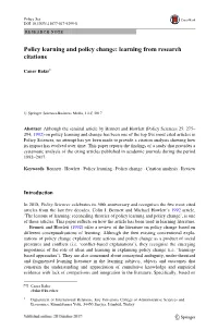 Policy Learning and Policy Change: Learning from Research Citations