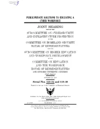 Public-Private Solutions to Educating a Cyber Workforce Joint Hearing