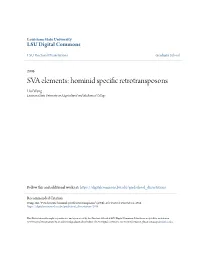 Sva Elements: Hominid Specific Retrotransposons