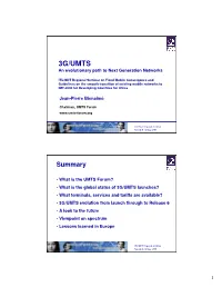 3G/UMTS an Evolutionary Path to Next Generation Networks