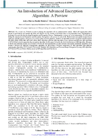 An Introduction of Advanced Encryption Algorithm: a Preview