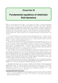 CHAPTER VI Fundamental Equations of Relativistic Fluid Dynamics