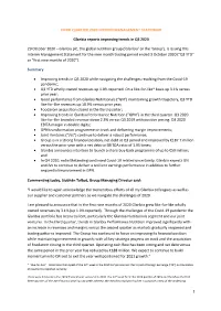 Glanbia Reports Improving Trends in Q3 2020