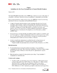 Guidelines for the Use of Synephrine in Natural Health Products