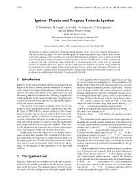 Ignitor: Physics and Progress Towards Ignition