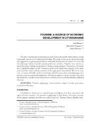 Tourism: a Source of Economic Development in Uttarakhand