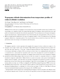 Tropopause Altitude Determination from Temperature Profiles Of