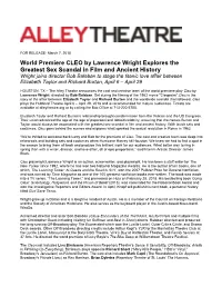 World Premiere Cleo by Lawrence Wright Explores The