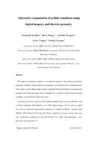 Automatic Computation of Pebble Roundness Using Digital Imagery