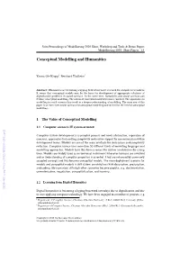 Conceptual Modelling and Humanities