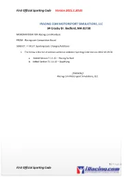 First Official Sporting Code Version 2015.1.30.01