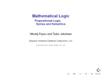 Mathematical Logic Propositional Logic