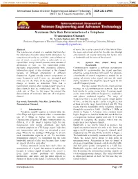 Maximum Data Rate Determination of a Telephone Transmission Channel Dr