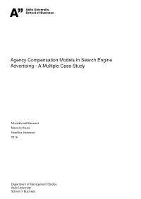Agency Compensation Models in Search Engine Advertising - a Multiple Case Study