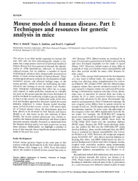 Mouse Models of Human Disease. Part I: Techniques and Resources for Genetic Analysis in Mice