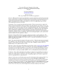 Tentative Syllabus