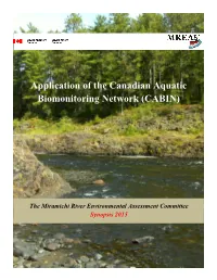 Application of the Canadian Aquatic Biomonitoring Network (CABIN)