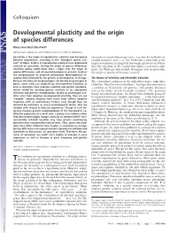 Developmental Plasticity and the Origin of Species Differences