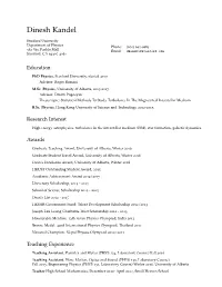 Dinesh Kandel: Curriculum Vitae