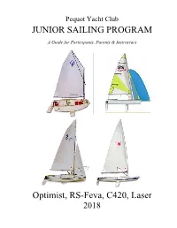 JUNIOR SAILING PROGRAM Optimist, RS-Feva, C420, Laser