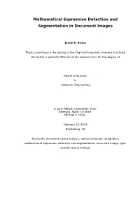 Mathematical Expression Detection and Segmentation in Document Images