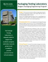 Packaging Testing Laboratory Rutgers Packaging Engineering Program