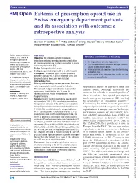 Patterns of Prescription Opioid Use in Swiss Emergency Department Patients and Its Association with Outcome: a Retrospective Analysis