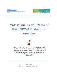 Professional Peer Review of the UNRWA Evaluation Function