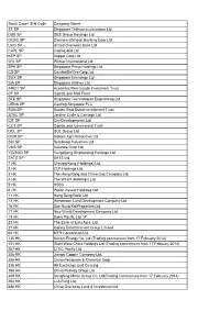 Stock Code/ ISIN Code Company Name ST SP Singapore