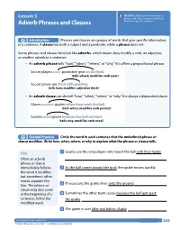 Adverb Phrases and Clauses Function in Specific Sentences