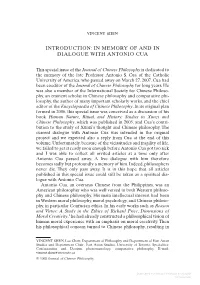 Introduction: in Memory of and in Dialogue with Antonio Cua