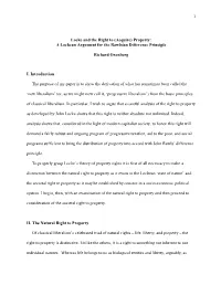 Locke and the Right to (Acquire) Property: a Lockean Argument for the Rawlsian Difference Principle