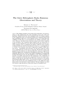 The Outer Heliospheric Radio Emission: Observations and Theory