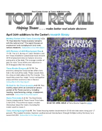 Total Recall? Click Here to Join the 500 Texans Following the Center