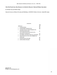 Ultra Fine Powder from Alloy Resources Via Alkoxide.(Resources