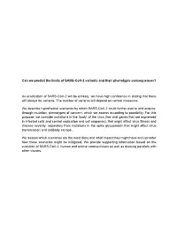 Can We Predict the Limits of SARS-Cov-2 Variants and Their Phenotypic Consequences?