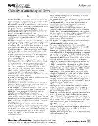 Glossary of Meteorological Terms