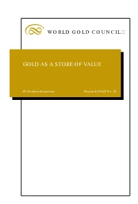 Gold As a Store of Value