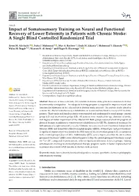 Impact of Somatosensory Training on Neural and Functional Recovery of Lower Extremity in Patients with Chronic Stroke: a Single Blind Controlled Randomized Trial