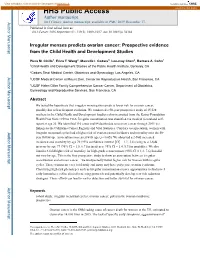 Irregular Menses Predicts Ovarian Cancer: Prospective Evidence from the Child Health and Development Studies