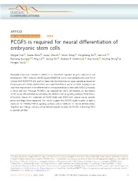 PCGF5 Is Required for Neural Differentiation of Embryonic Stem Cells