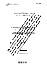 Summary of the Ecotoxicological Studies
