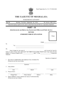 The Gazette of Meghalaya Published by Authority