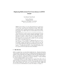 Displaying Bidirectional Text Concordances in KWIC Format