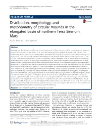 Distribution, Morphology, and Morphometry of Circular Mounds in the Elongated Basin of Northern Terra Sirenum, Mars Ryodo Hemmi and Hideaki Miyamoto*
