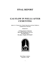 Final Report Gas Flow in Wells After Cementing