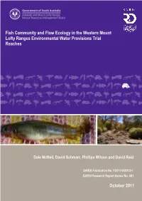 Fish Community and Flow Ecology in the Western Mount Lofty Ranges Environmental Water Provisions Trial Reaches