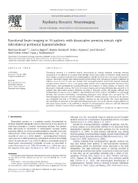 Functional Brain Imaging in 14 Patients with Dissociative Amnesia Reveals Right Inferolateral Prefrontal Hypometabolism